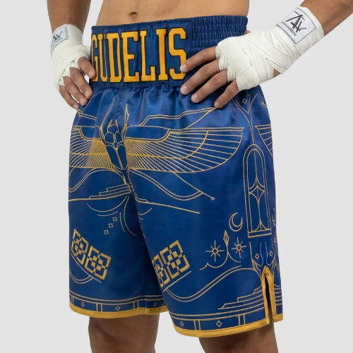 Customisable Egyptian warrior boxing shorts template. Fully sublimated design made for boxers who want unique, performance-ready custom fightwear.